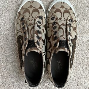 Coach Brown Beige Tan Sneakers Slip Ons